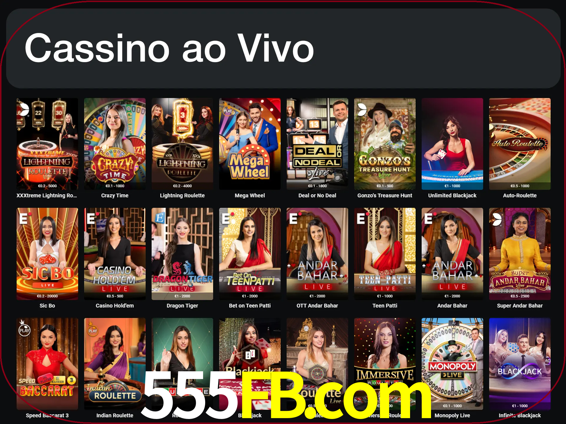 Jogue jogos de cassino com um verdadeiro dealer.